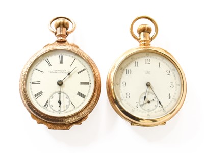 Lot 193 - Two Gold Plated Open Faced Pocket Watches,...