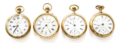 Lot 162 - Three Gold Plated Open Faced Pocket Watches,...