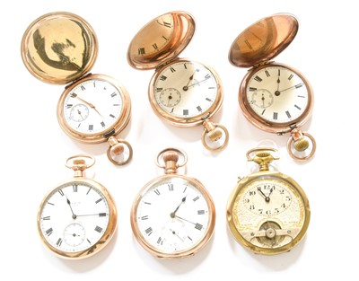 Lot 173 - Three Gold Plated Full Hunter Pocket Watches,...