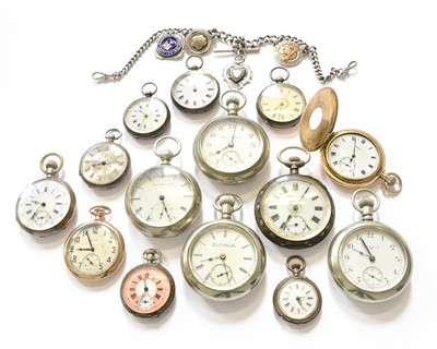 Lot 121 - A Selection of Plated American Pocket Watches,...