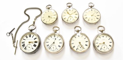 Lot 114 - Seven Silver Open Faced Pocket Watches