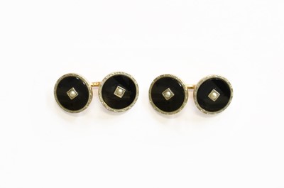 Lot 40 - A Pair of Onyx and Split Pearl Cufflinks,...