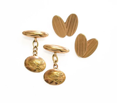 Lot 57 - Two Pairs of 9 Carat Gold Cufflinks