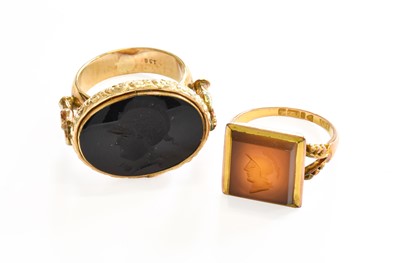 Lot 47 - A 9 Carat Gold Intaglio Ring, finger size S1/2;...