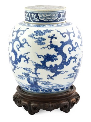 Lot 285 - A Chinese Porcelain Ginger Jar and Associated...