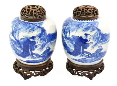 Lot 234 - A Pair of Chinese Porcelain Ginger Jars,...