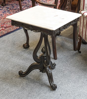 Lot 1279 - A 19th Century Ebonised Table, with a white...