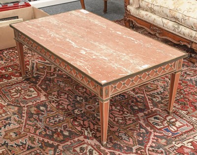 Lot 1243 - A French Empire Style Marble Top Coffee Table,...