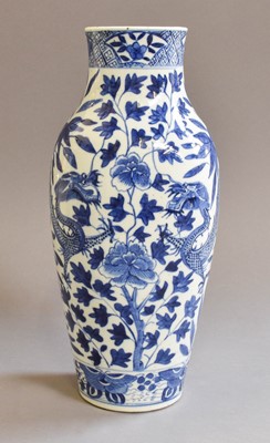 Lot 258 - A Chinese Blue and White Vase, 19th century,...