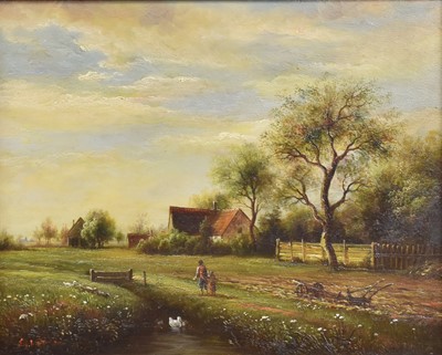 Lot 1170 - Ellen Vernon (1860-1927) Figures beside a...