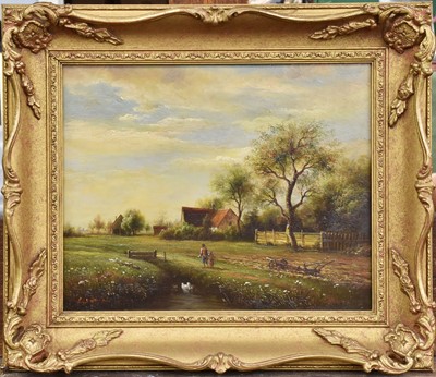 Lot 1170 - Ellen Vernon (1860-1927) Figures beside a...