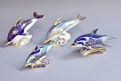 Lot 340 - Four Royal Crown Derby Dolphin Form...