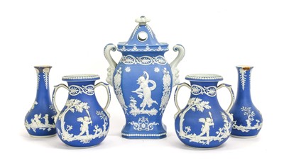 Lot 137 - A Blue Jasperware Pot Pourri Vase and Cover,...