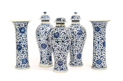 Lot 299 - A Chinese Porcelain Five Piece Garniture, late...