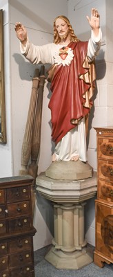 Lot 1296 - A Statue of Christ on Gothic Style Plinth,...