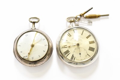 Lot 120 - A Silver Pair Cased Verge Pocket Watch, signed...