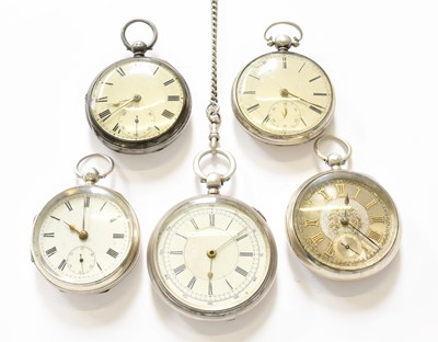 Lot 122 - Five Silver Open Faced Pocket Watches