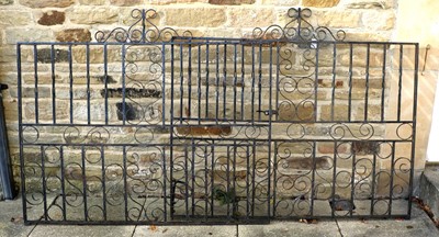 Lot 1176 - A Pair of Black-Painted Metal Garden Gates...