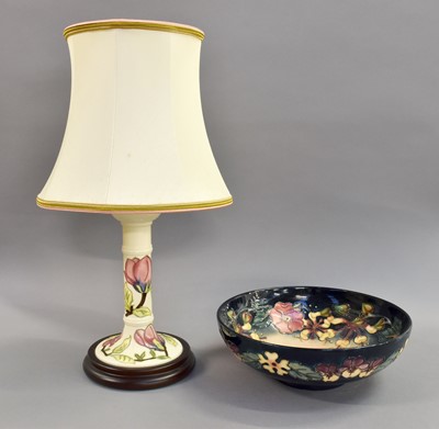 Lot 323 - A Moorcroft Magnolia Lamp, and A Moorcroft...