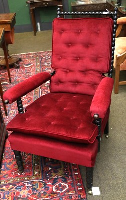 Lot 1397 - A Bobbin-Turned Ebonised Armchair, late...