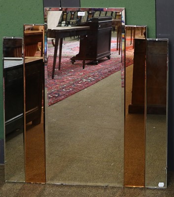 Lot 1439 - An Art Deco Tinted Overmantel Mirror, 99cm by...