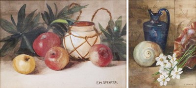 Lot 1172 - F*M* Spencer Still life of apples and leaves...