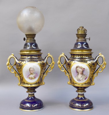 Lot 313 - A Pair of Sevres Style Twin-Handled Pedestal...