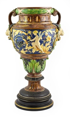 Lot 162 - A Continental Majolica Vase, late 19th century,...