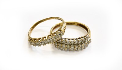 Lot 234 - Two 9 Carat Gold Diamond Half Hoop Rings,...