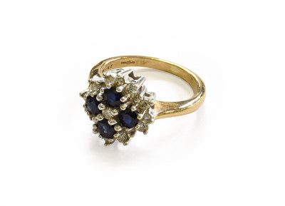 Lot 216 - A 9 Carat Gold Sapphire and Diamond Cluster...
