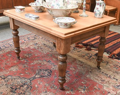 Lot 1267 - A Victorian Kitchen Table, with single drawer...