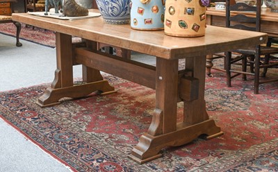 Lot 1266 - A 20th Century Oak Farmhouse Kitchen Table,...