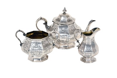 Lot 2120 - A Three-Piece Victorian Silver Tea-Service