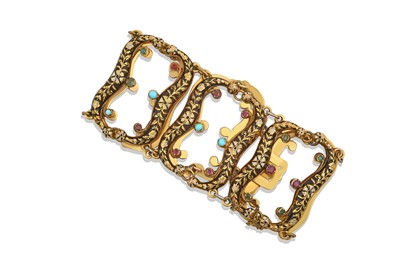 Lot 2395 - An Enamel and Multi-Gem Set Bracelet the...