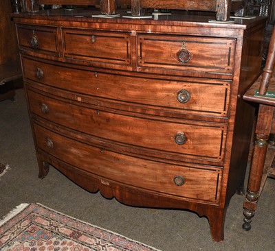 Lot 1409 - A Regency Mahogany Bow Front Chest of Drawers,...