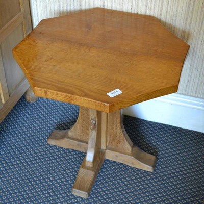 Lot 965A - A Robert "Mouseman" Thompson Oak Octagonal Coffee Table, on a cruciform base, with carved mouse...