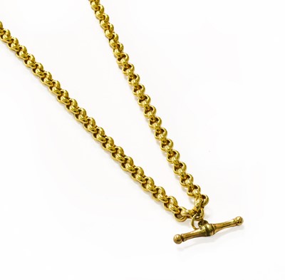 Lot 100 - A 9 Carat Gold Necklace, suspending a T-bar,...