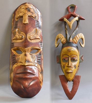 Lot 235 - An African Polychrome Wood Dance Mask, 20th...