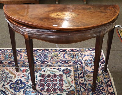 Lot 1361 - A George III Mahogany Demi Lune Tea Table,...