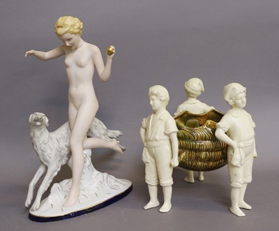 Lot 275 - A Royal Dux Figural Piece, depicting a lady...