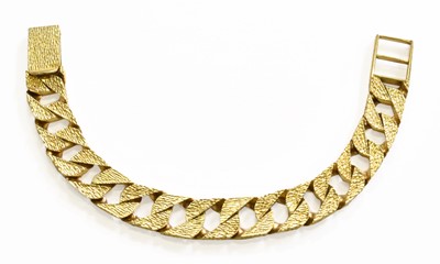 Lot 251 - A 9 Carat Gold Textured Curb Link Bracelet,...