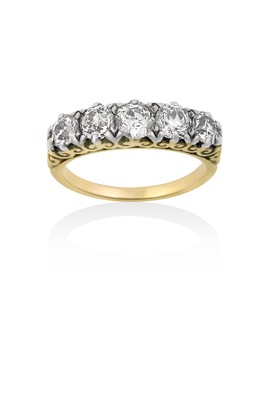 Lot 2054 - A Diamond Five Stone Ring the graduated old...