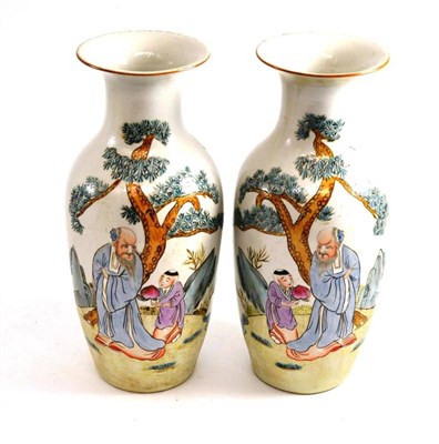 Lot 4 - A pair of Chinese famille rose vases