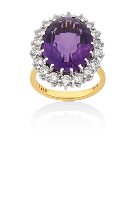 Lot 2067 - An 18 Carat Gold Amethyst and Diamond Cluster...
