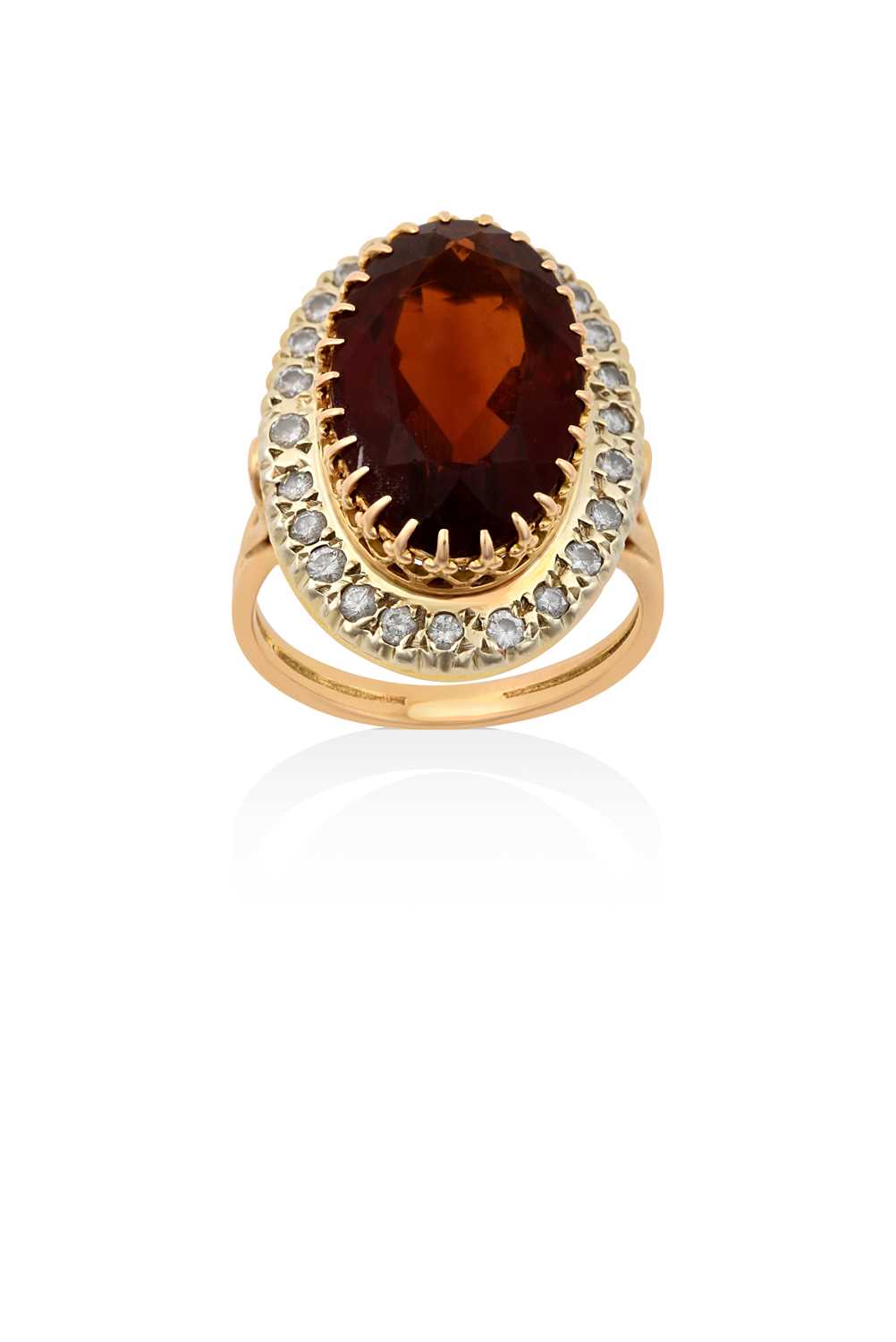 Lot 2185 - A Citrine and Diamond Cluster Ring the central...