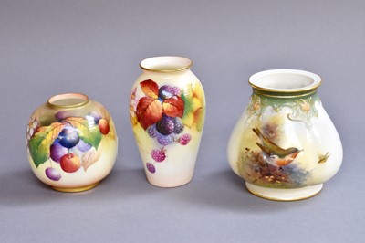 Lot 330 - Two Small Royal Worcester Vases Painted by...