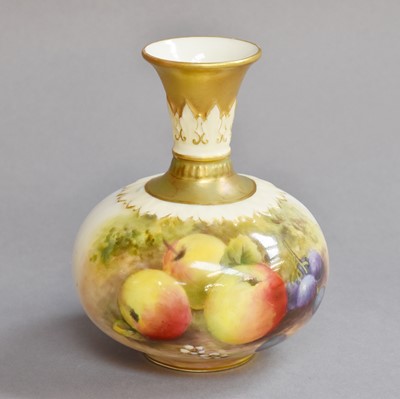 Lot 333 - A Small Royal Worcester Bottle Vase, painted...