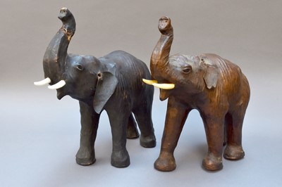 Lot 294 - Two Small Leather Elephants in the Liberty Style