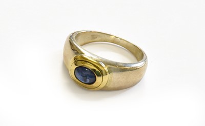 Lot 236 - A Cabochon Sapphire Ring, unmarked, finger...