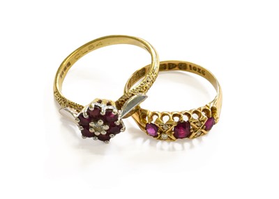Lot 240 - Two 18 Carat Gold Ruby and Diamond Rings,...